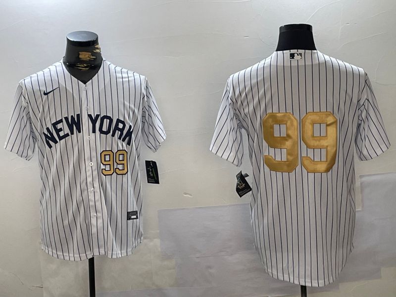 Men New York Yankees 99 Judge White Stripe Fashion Nike 2024 MLB Jersey style 6